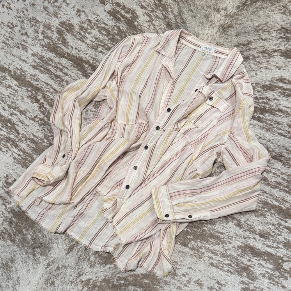True Craft Pastel Striped Button-Down Shirt
